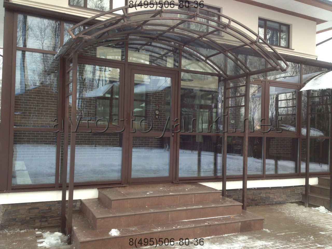 Навес - козырек над крыльцом из поликарбоната. Фото. Цена. Купить.