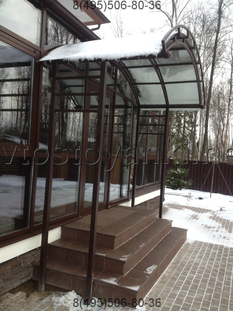 Навес - козырек над крыльцом из поликарбоната. Фото. Цена. Купить.