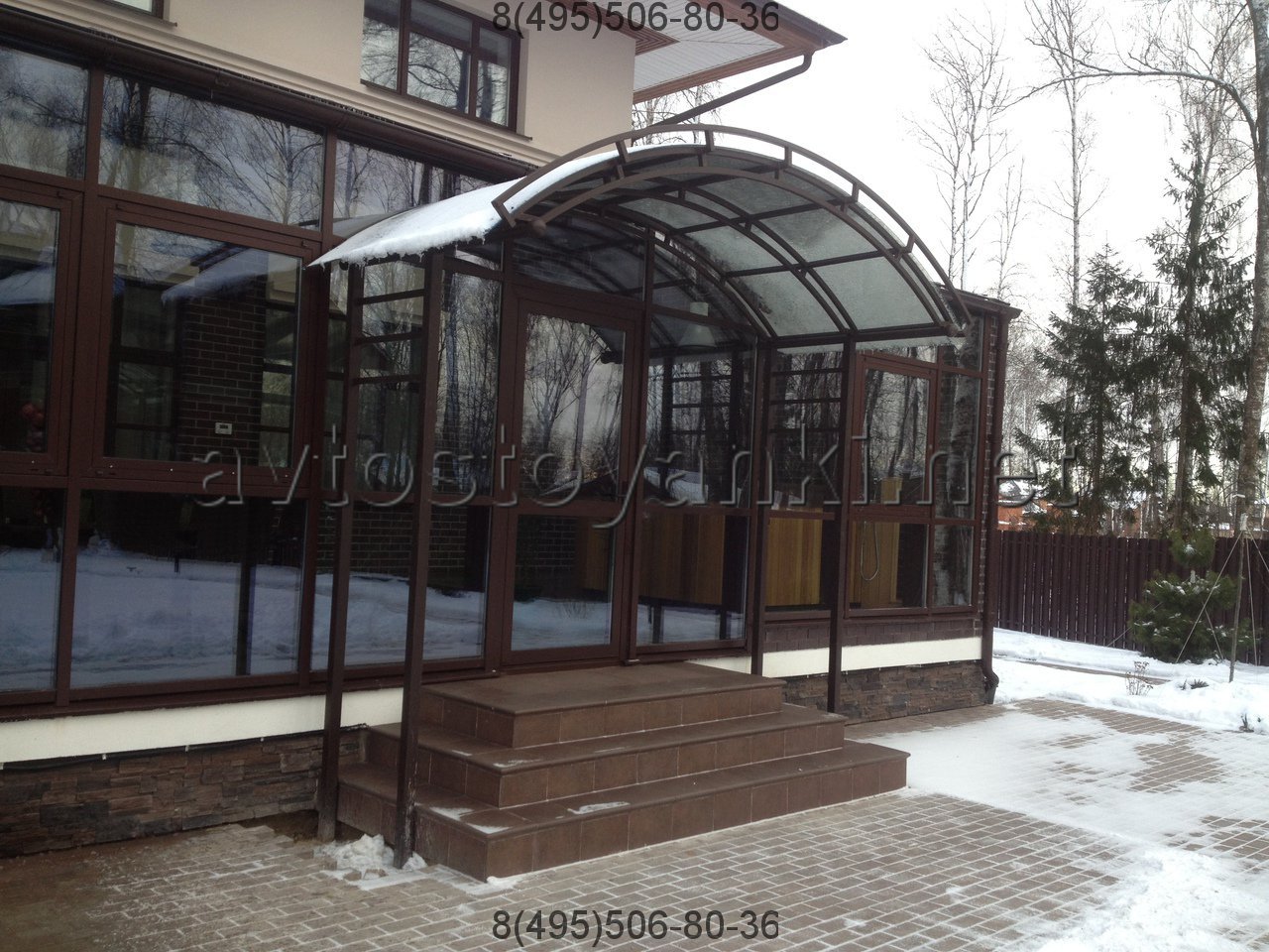 Навес - козырек над крыльцом из поликарбоната. Фото. Цена. Купить.